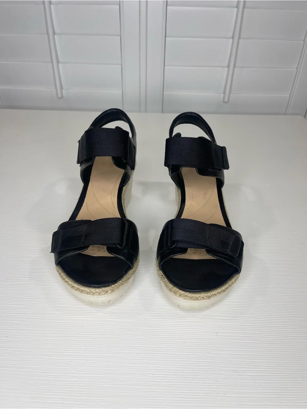 Clarks Black Wedge Sandals with Adjustable Straps - Women